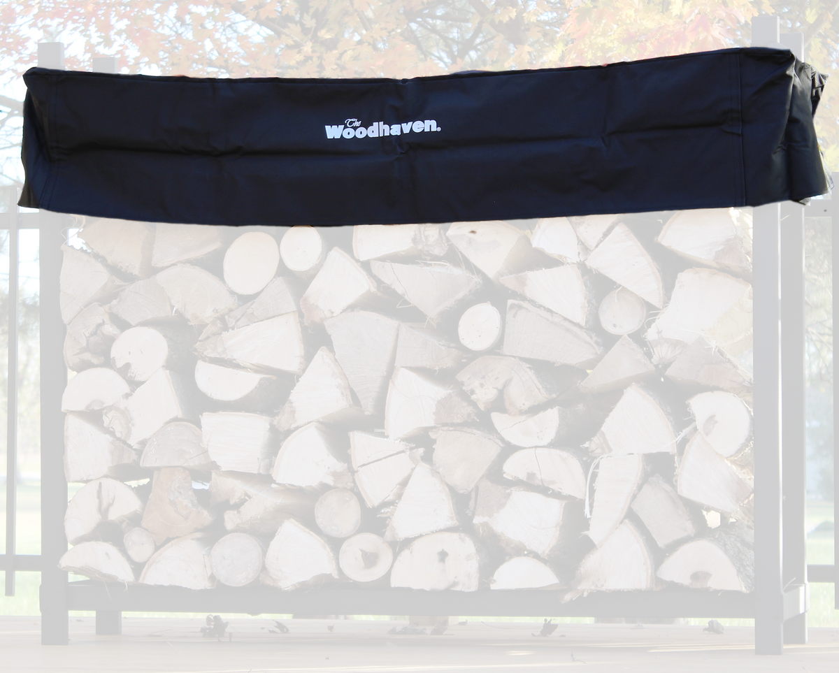 The Woodhaven short firewood rack seasoning cover in black