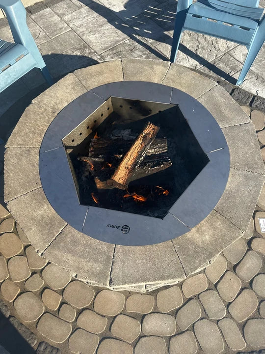 Burly Mojo 24 inch hex fire pit insert in stainless steel
