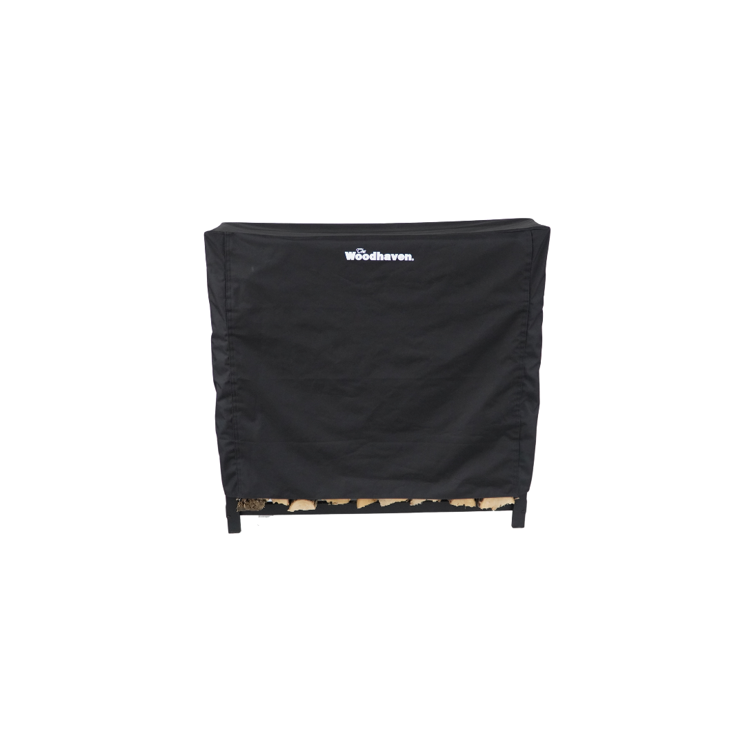 The Woodhaven waterproof full firewood rack cover in black